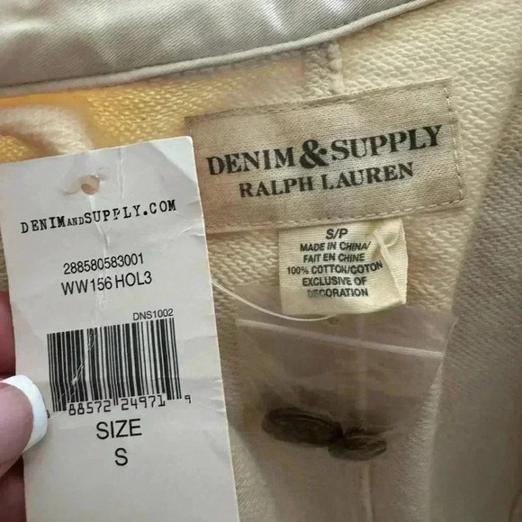 Denim & Supply Ralph Lauren Military Style Jacket cream With Gold Trim Pockets. - Picture 13 of 15